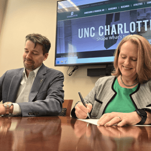 Asher Haines, Associate Provost, School of Professional Studies, and Jennifer Troyer, Provost and Vice Chancellor for Academic Affairs, UNC Charlotte