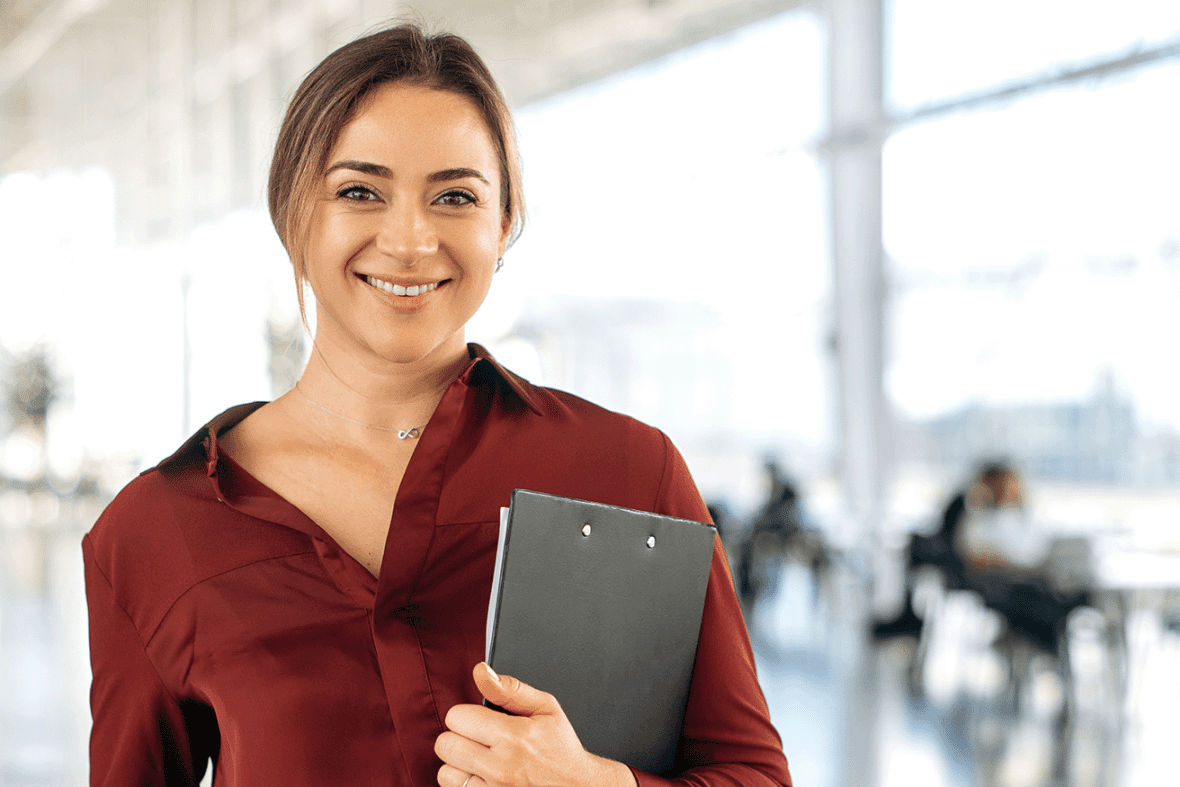 woman holding folder