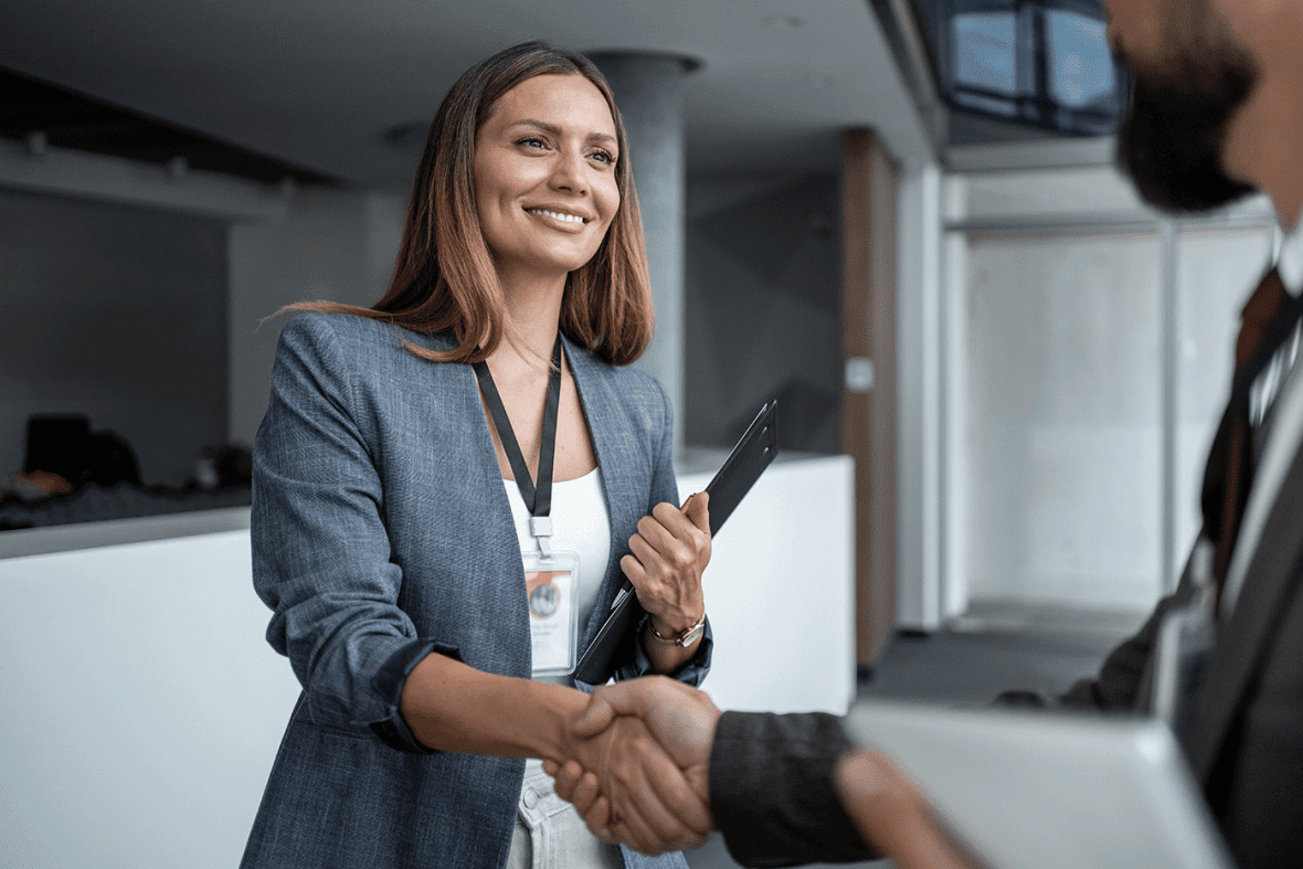 female manager shaking hands